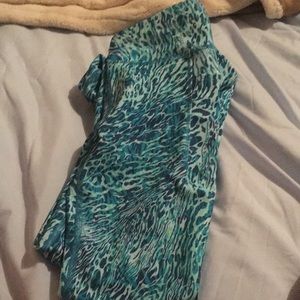 Blue cool pattern pants with pockets